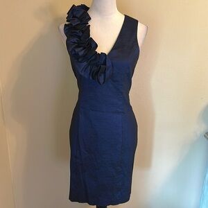 S.L. Fashions designer navy v-neck cocktail dress